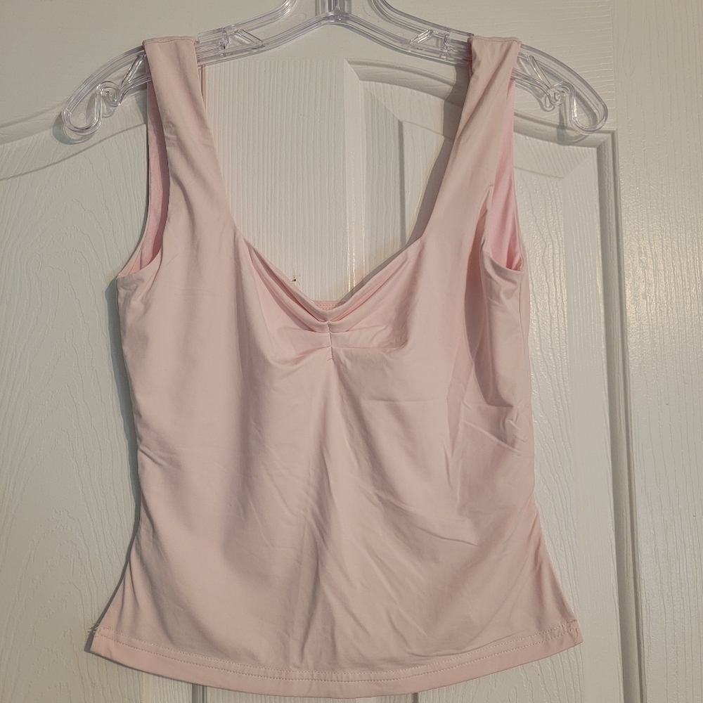 Princess Poly Light Pink Fitted Ruched Super Soft Tank